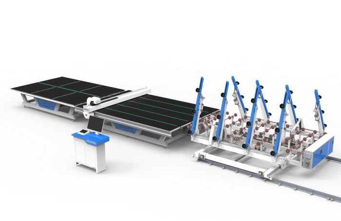 Industrial glass cutting and laminating systems